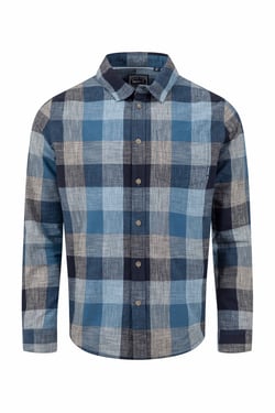 Weird Fish Sode Organic Cotton Brushed Long Sleeve Check Shirt Blue Size S