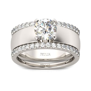 Jeulia 3PC Round Cut Sterling Silver Ring Set