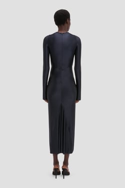 Victoria Beckham Frances Midi Dress In Navy - 16 - Womens