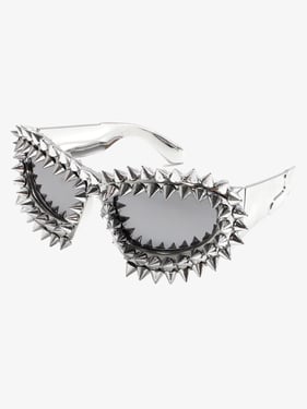 Retro High-Street Multicolor Spike Studded Sunglasses - Silver / ONE SIZE