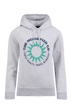 Weird Fish Kira Graphic Popover Front Print Hoodie Light Grey Size 8