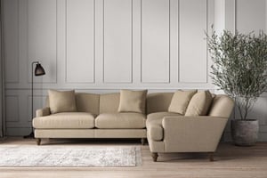 nkuku Deni Right Hand Corner Sofa | Make To Order | Super Grand | Brera Linen Pebble
