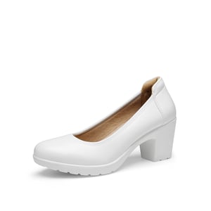 DREAM PAIRS Wide Toe Arch Support Block Heel Pumps