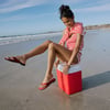 Red Suede Flip Flops