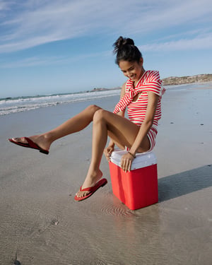 Red Suede Flip Flops