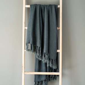 Washed Indigo Linen Throw