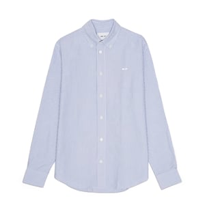 NN07 Colby BD Logo Regular Fit Oxford Shirt Blue Stripe