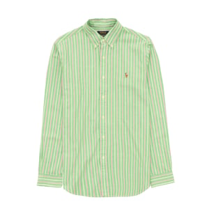Polo Ralph Lauren Striped Oxford Shirt Green Pink Multi