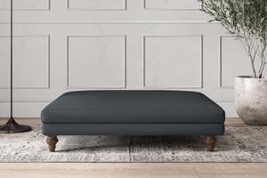 nkuku Deni Dining Footstool | Make To Order | Grand | Recycled Cotton Thunder