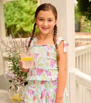 Girls Floral Smocked Angel Dress