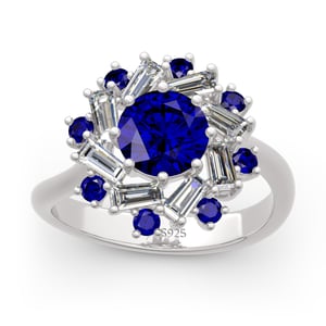 Jeulia Halo Round Cut Sterling Silver Ring