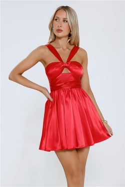 It Girl Confidential Satin Mini Dress Red