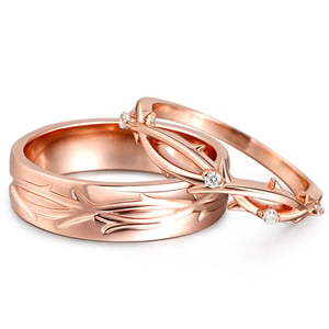 Jeulia Branch Design Sterling Silver Couple Rings