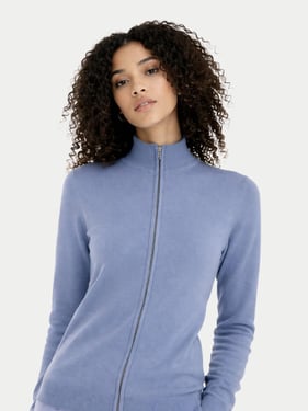 Essential Cashmere Full-Zip Cardigan - 3XL / Blue / WK69-1559
