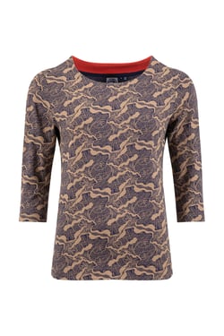 Weird Fish Rachel Printed Jersey T-Shirt Tan Size 8