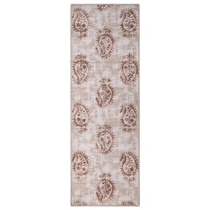 Woodblock Paisley Rust Eco-Washable Runner - 75x220cm