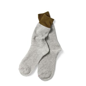Rototo Double Face Crew Sock Olive / Gray