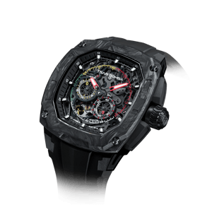 TSAR BOMBA Men's Automatic Watch | Black | Tonneau Carbon Fiber Bezel | Citizen Miyota 82S7 Movement | 5ATM Waterproof Sport Luxury Skeleton Wristwatch | Dark Matter 1 TB8601