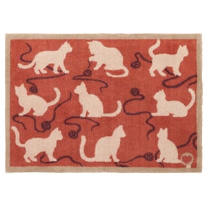 Kitty Cat Rust Washable Doormat - 65x85cm
