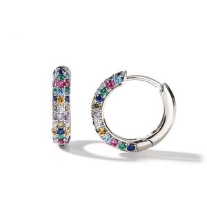 Jeulia "Bright is Dazzling" Round Cut Sterling Silver Hoop Earrings
