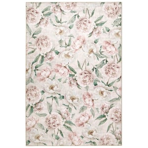 Blooming Peonies Pink Eco-Washable Rug - 185x275cm