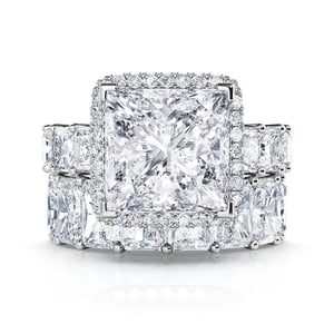 Jeulia Vintage Radiant Cut Women Ring Set Sterling Silver