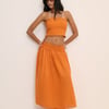 Orange Shirred Bandeau Top