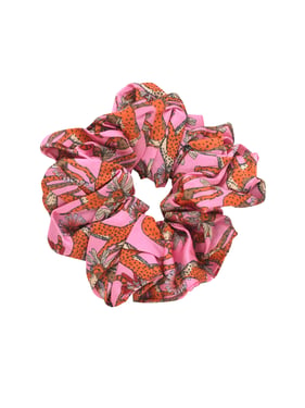 Satin Scrunchie Pink Untamed Cheetah - ONE SIZE / Pink