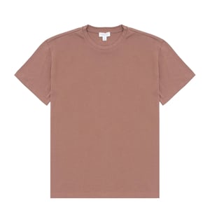 Sunspel Womens Boy Fit Crew Neck T-Shirt Dark Sand
