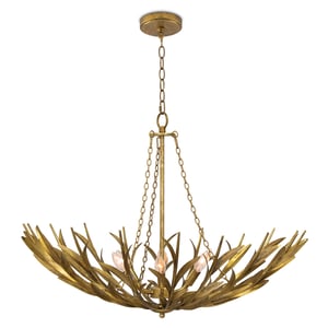 River Reed Basin Antique Gold Leaf Large Chandelier