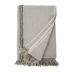 Jagger Oversized Striped Throw Blanket    Ivory /  Moss