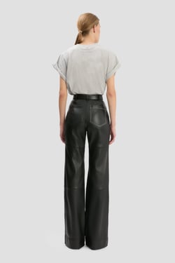 Victoria Beckham Leather Alina Trouser In Black - 14 - Womens