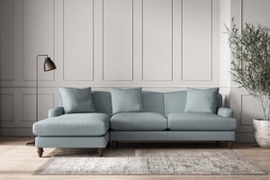 nkuku Deni Large Left Hand Chaise Sofa | Make To Order | Recycled Cotton Horizon | No Colour