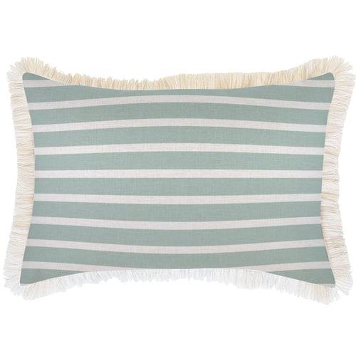 Cushion Cover-Coastal Fringe-Hampton Stripe Seafoam-35cm x 50cm