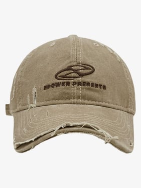 Thesupermade Ripped Denim Baseball Cap - 2028 - Khaki / One Size