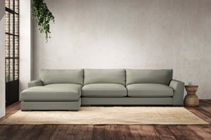 nkuku Guddu Left Hand Chaise Sofa | Make To Order | Grand | Recycled Cotton Seaspray