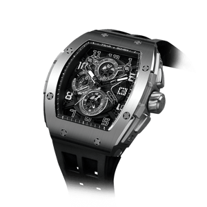 TSAR BOMBA Men's Luxury Quartz Chronograph Watch | Silver Black | Tonneau Stainless Steel Case | Sapphire Glass | 50M Waterproof Sport Wristwatch | Elemental TB8211Q