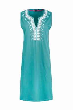 Weird Fish Anaya Organic Cotton Embroidered Jersey Shift Dress Viridis Size 8