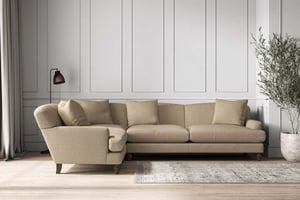 nkuku Deni Left Hand Corner Sofa | Make To Order | Grand | Brera Linen Pebble