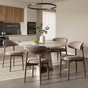 COLAMY NOYA Mid-Century Modern Upholstered Dining Chair - Camel / Set of 4 ($82/pc)