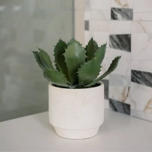 Artificial Succulent Plant Set in Stone Pots, Luxury 2-Pack