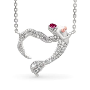 Jeulia "Ocean's Light" Sterling Silver Mermaid Gift Necklace for Valentine's Day