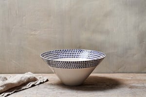 nkuku Indigo Drop Serving Bowl | Serveware | Large | Cream & Indigo