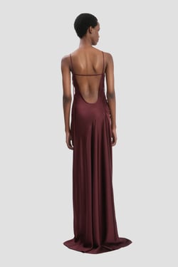 Victoria Beckham Draped Cami Floor-Length Dress In Cinnabar Red - 14 - Womens