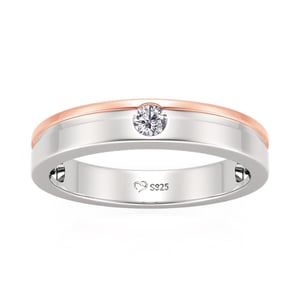 Jeulia Classic Two Tone Men's Wedding Band Sterling Silver