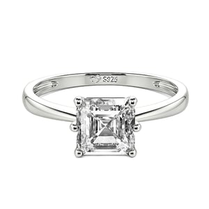Jeulia Asscher Cut Solitaire Sterling Silver Engagement Ring