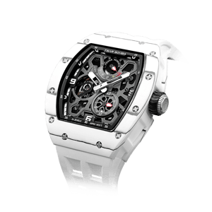 TSAR BOMBA Men's Automatic Luxury Sport Watch | Carbon Fiber White | Elemental TB8212 | 42.5mm | Ceramic & Carbon Fiber