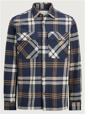 Jack & Jones Raymond Melange Check Overshirt - Night Sky - XL
