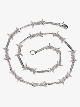Zircon Thorn Copper Necklace - Silver / ONE SIZE