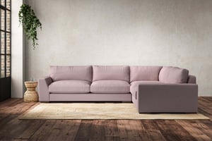 nkuku Guddu Large Right Hand Corner Sofa | Make To Order | Recycled Cotton Lavender | No Colour